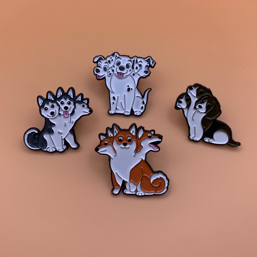 Four headed dog pins